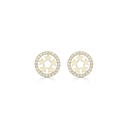8 kt guld ørestikker cirkel med 5 stjerner med zirconia rundt om - 8,74 x 8,74 mm