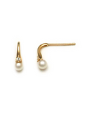 8 kt. guld ørestikker bue med syntiske cubic zirconia og ferskvandsperle. Mål: 11,01 x 3,0 mm.