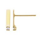 8 kt. guld ørestikker flad rektangel med 1 syntetiske cubic zirconia i bunden. Mål: 9,09 x 1,70 mm.