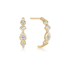 8 kt. guld ørestikker halv creol med en oval, en firkantet, og to runde syntetisk cubic zirconia.