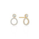 8 kt. guld ørestikker cirkel med syntetiske cubic zirconia under stor zir. i takket kant.