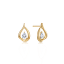8 kt. guld ørestikker dråbe med en syntetisk cubic zirconia i midten.