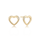 8 kt. guld ørestikker hjerte åben med 2 syntetiske cubic  zirconia i den ene side.