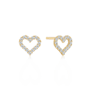 8 kt. guld ørestikker hjerte med syntetiske cubic  zirconia i hele kanten.