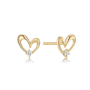 8 kt. guld ørestikker hjerte med syntetiske cubic zirconia i bunden.