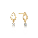 8 kt. guld ørestikker oval med syntetisk cubic zirconia som hænger i bunden.