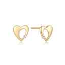 8 kt. guld ørestikker hjerte tyk i den ene side og med 1 syntetiske cubic zirconia i den anden.
