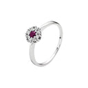 Ring Med Rubin 3Mm Og Diamanter 0,20 Ct W.Si Hvidguld 585