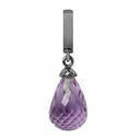 Purple Amethyst drop - sort rhodineret sølv charm - 610-B01Amethystp