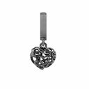 Heart Beat Love - sort rhodineret sølv charm - 610-B25