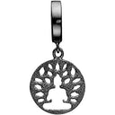 Meditation - sort - forgyldt sølv charm - 610-B83