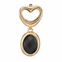 Open Onyx Heart - forgyldt sølv charm - 610-G63black