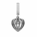Pearl Heart Cage - sølv 3 fersk vands perler charm - 610-S03Pearl