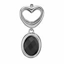 Open Onyx Heart - sølv charm - 610-S63black