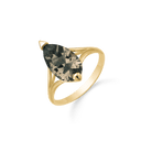 8 kt. guld ring spids oval røg kvarts.