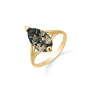 8 kt guld ring spids oval røg kvarts