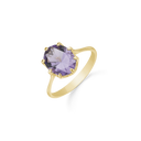 8 kt guld ring oval med ametyst - 10 x 8 mm