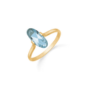 8 kt. guld ring oval med blå topas.