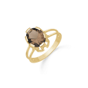 8 kt. guld ring oval med røg kvarts.