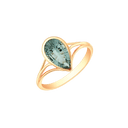 9 kt. guld ring dråbe med grøm ametyst/prasiolit i glat kant.