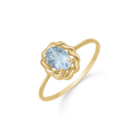 8 kt. guld ring oval med himmelblå topas. Mål: 7 x 5 mm.