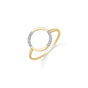 8 kt. guld ring cirkel med syntetiske cubic zirconia forskudt. Mål: 0,90 mm.