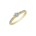 8 kt. guld ring1 blomst syntetisk cubic zirconia i midten og mindre syntetiske cubic zirconia på siderne/skråveret.