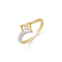 8 kt. ring firkant med 2 farvet guld med syntetisk cubic zirconia i midten.