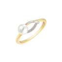8 kt. guld ring dråbe med 2 strger og ferskvandsperle med syntetiske cubic zirconia.