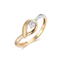 8 kt. guld ring dråbe med dobbelt streg en rød og en hvid med syntetisk cubic zirconia.