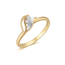 8 kt. guld ring 1 mat bue og 2 smalle buer med 2 syntetiske cubic zirconia i midten.