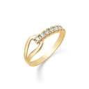 8 kt guld ring zirconia på skinne som deler sig