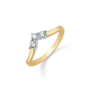 8 kt. guld ring V af 3 syntetiske cubic zirconia.