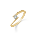 8 kt. guld ring 2 buer med 1 syntetisk cubic zirconia i midten.