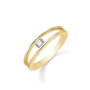 8 kt. guld ring 2 buer med 1 syntetisk cubic zirconia i midten.