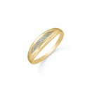 8 kt. guld ring aflang øje med syntetisk cubic zirconia i lang rhodineret stribe.