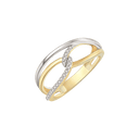 8 kt. rød- og hvidguld ring fletet skinner. Brillant ialt 0,13 ct. w/si