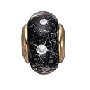 Black Topaz Globe - forgyldt sølv charm - 630-G153
