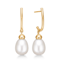 8 kt guld ørehænger bøjle med ferskvandsperle længde: 28 mm perle ca 10 x 7 mm