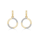 8 kt. guld ørehænger cirkel med syntetiske cubic zirconia forskudt. Mål: 0,90 mm.