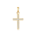 8 kt. guld vedhæng kors fyldt med syntetiske cubic zirconia.