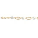 8 kt guld collier ovale led og ferskvandsperler Længde 43 cm