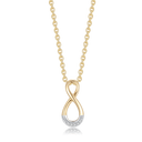 8 kt. guld vedhæng evighedstegn med syntetiske cubic zirconia. Mål: 14,60 x 6,95 mm. Kæden er sølvforgyldt i længde 42-45 cm.