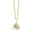 8 kt. guld halskæde elefant med syntetiske cubic zirconia. Mål: 14,7 x 9,78 mm. Kæden er sølvforgyldt i længde 42-45 cm.
