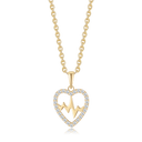 8 kt. guld halskæde hjerte med syntetiske cubic zirconia i kanten og bølge i midten Kæden er sølvforgyldt i længde 42-45 cm.