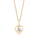 8 kt. guld vedhæng hjerte med syntetisk cubic zirconia. Kæden er sølvforgyldt i længde 42-45 cm.