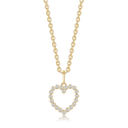 8 kt. guld vedhæng hjerte med syntetiske cubic zirconia. Kæden er sølvforgyldt i længde 42-45 cm.