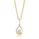 8 kt. guld vedhæng dråbe med en syntetiske cubic zirconia indeni og i den en side. Kæden er sølvforgyldt i længde 42-45 cm.