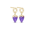 Purple Chalcedony - Forgyldt Øreringe - 671-G104-purple