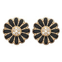 øre clips sort Marguerit 18 mm - Forgyldt sølv - 674-G01black